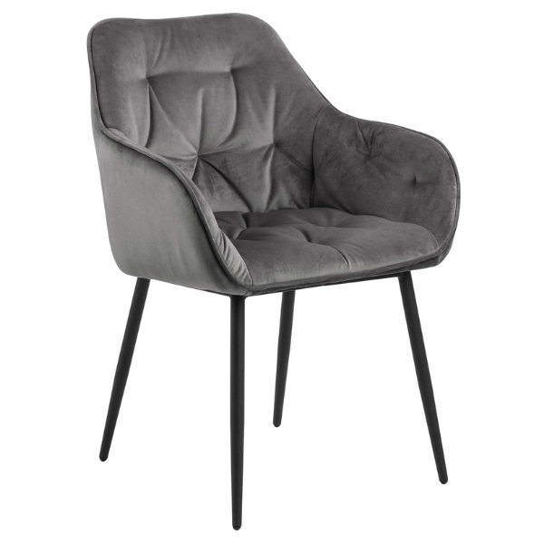 Chaise avec accoudoirs Lynn - gris foncé/noir - Image 9