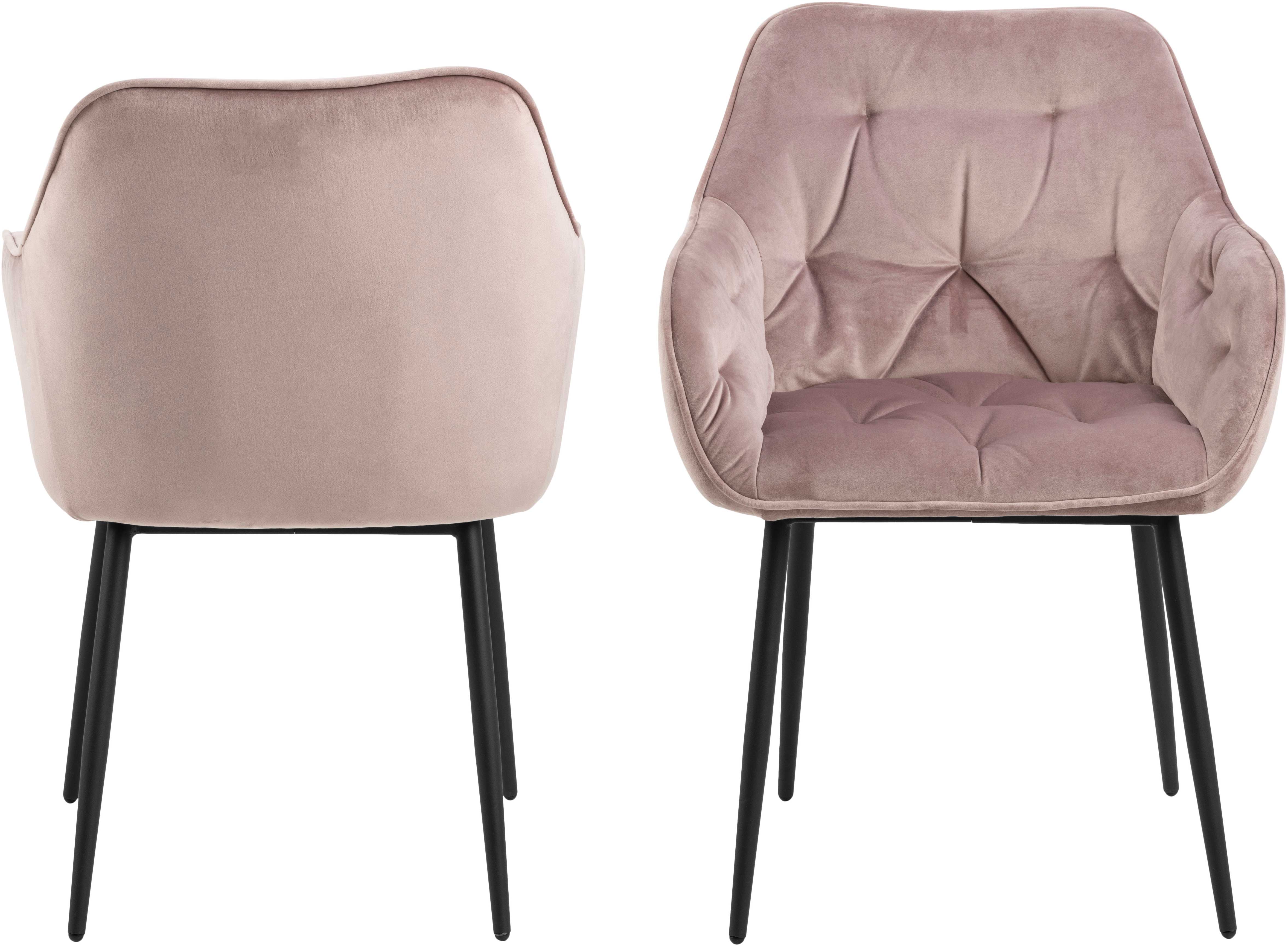 Chaise avec accoudoirs Lynn - vieux rose/noir