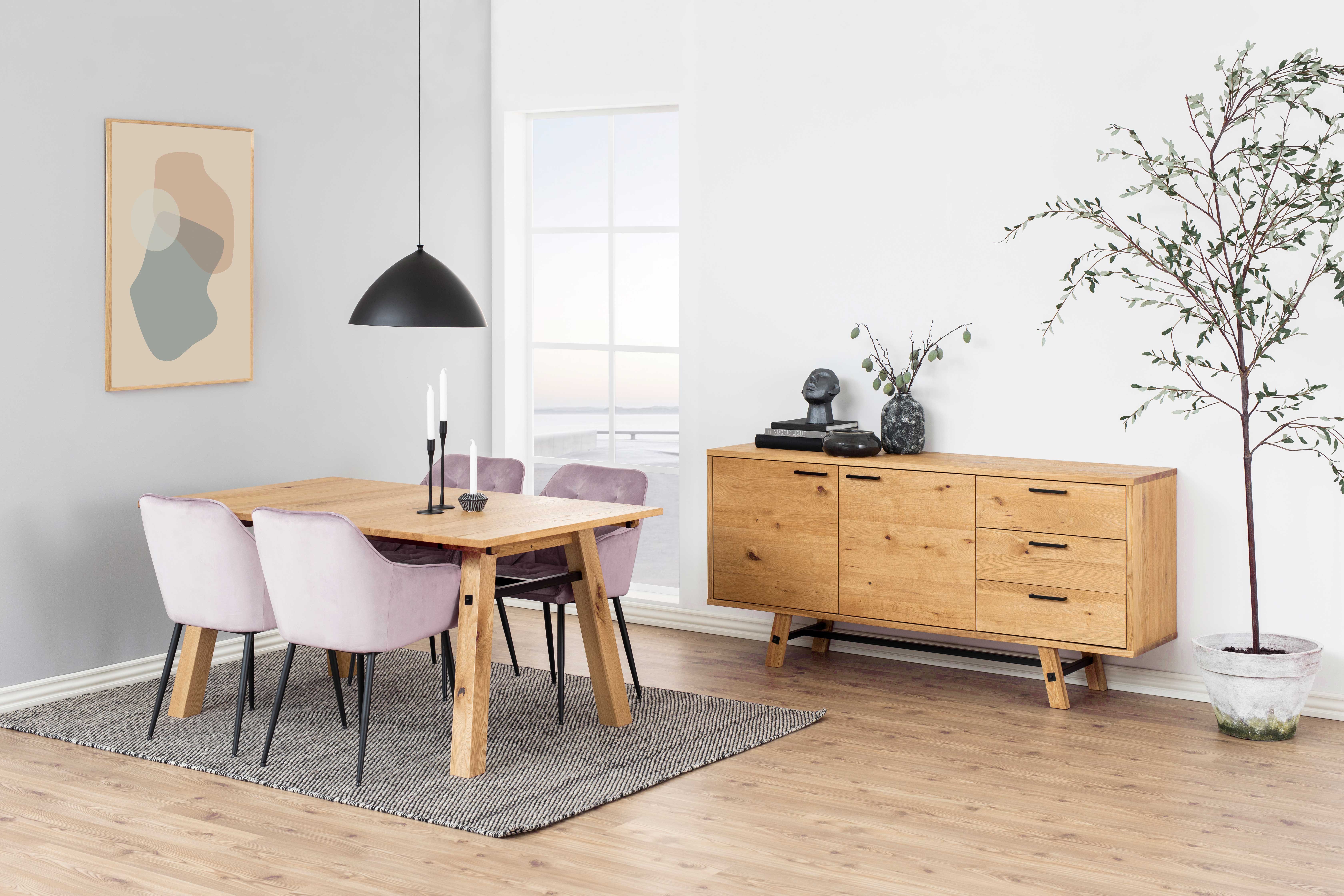 Chaise avec accoudoirs Lynn - vieux rose/noir - Image 12