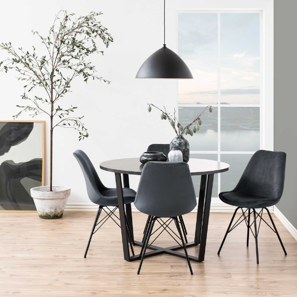 Chaise coquille Irma en velours - gris foncé/noir - Image 3