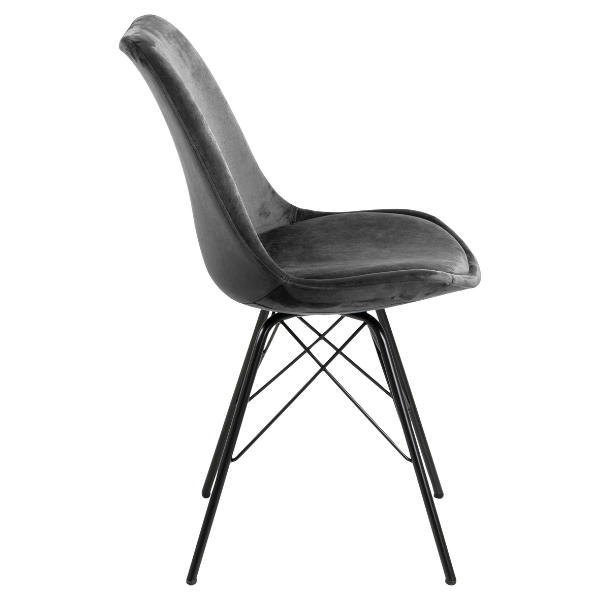 Chaise coquille Irma en velours - gris foncé/noir - Image 4