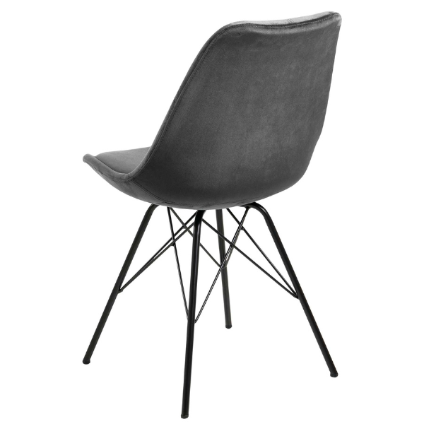 Chaise coquille Irma en velours - gris foncé/noir - Image 6