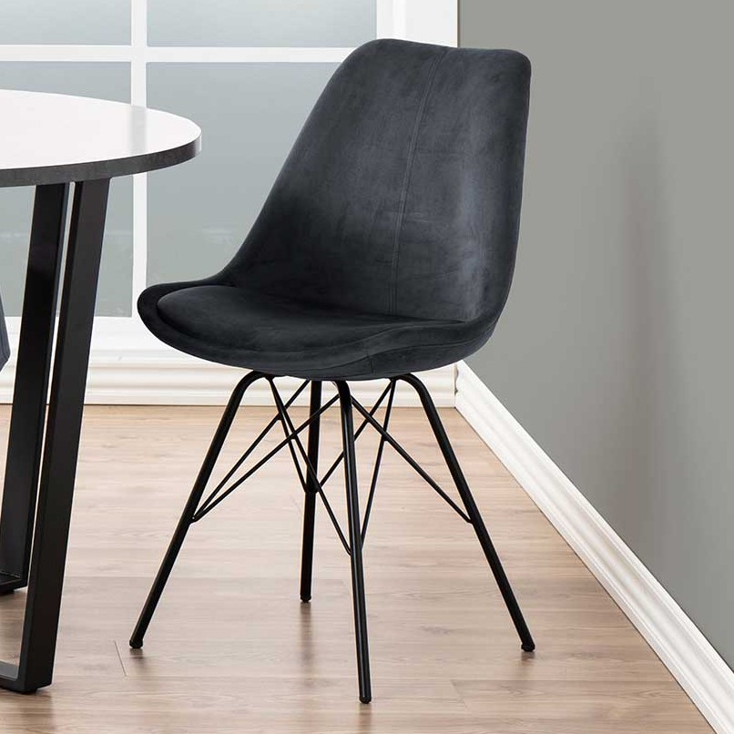 Chaise coquille Irma en velours - gris foncé/noir - Image 1