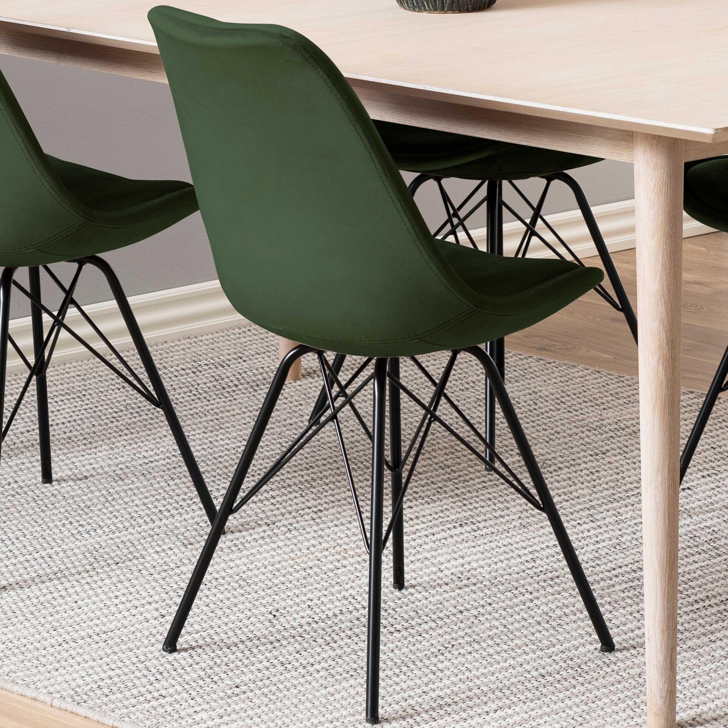Chaise coquille Irma en velours - vert forêt/noir - Image 1