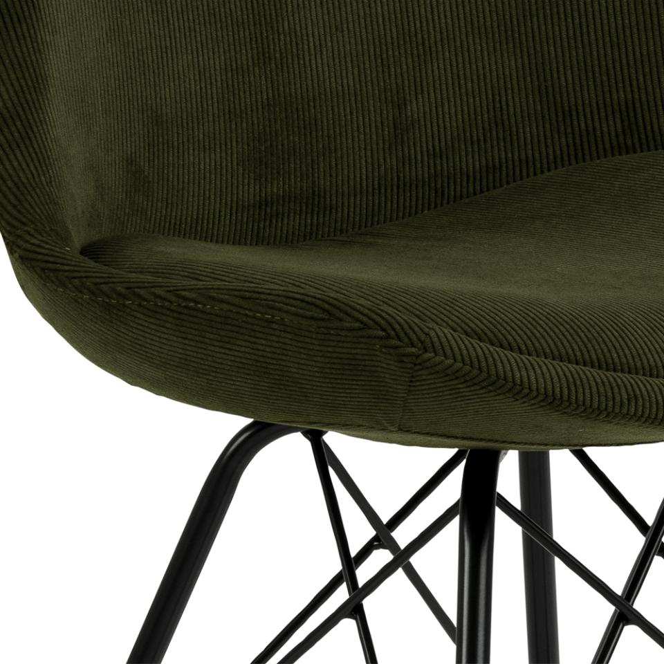 Chaise coquille Irma en velours - vert olive - Image 5