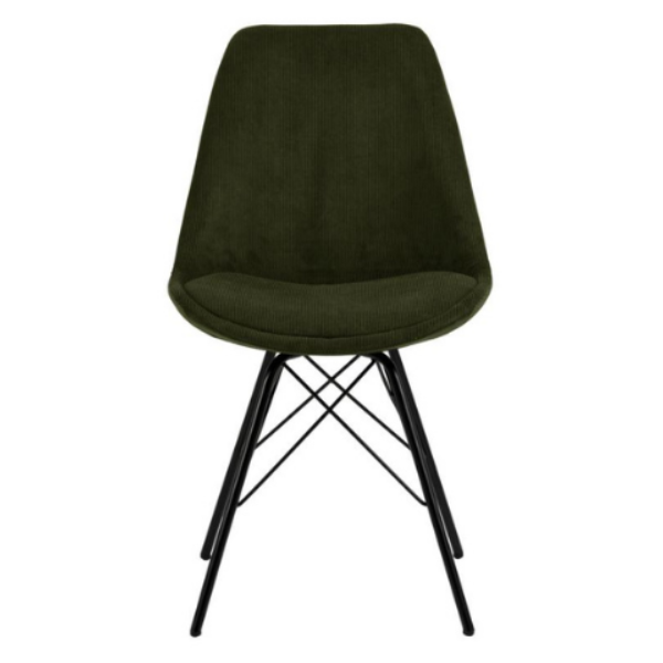 Chaise coquille Irma en velours - vert olive - Image 6