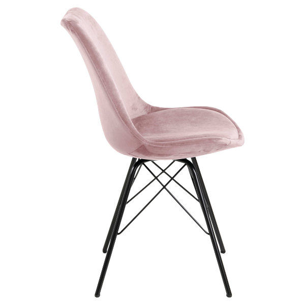 Chaise coquille Irma en velours - vieux rose/noir - Image 3