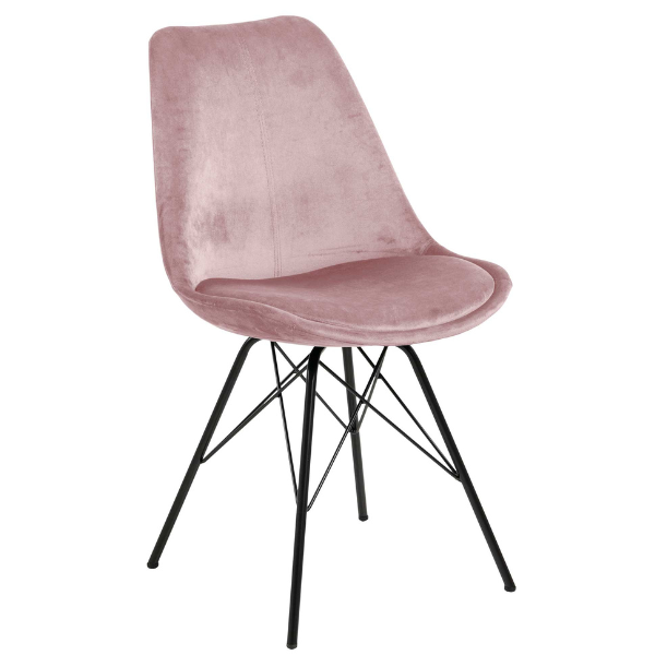 Chaise coquille Irma en velours - vieux rose/noir