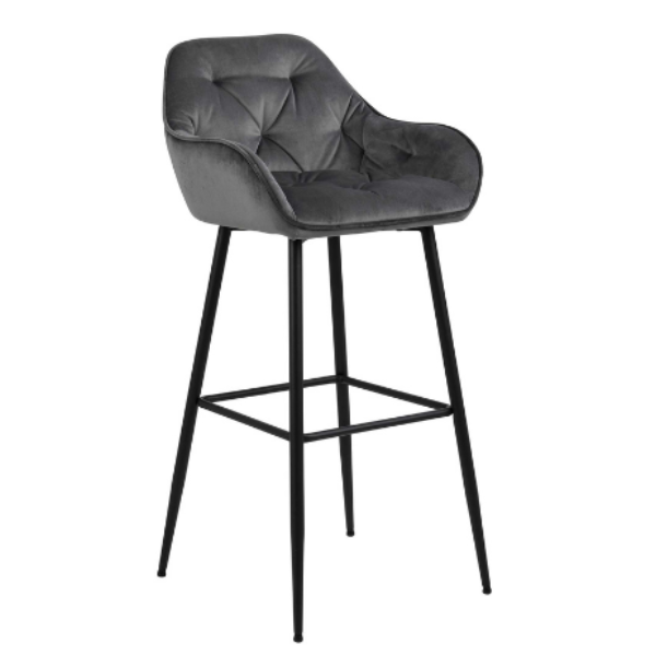 Chaise de bar Bridget - gris/noir - Image 1