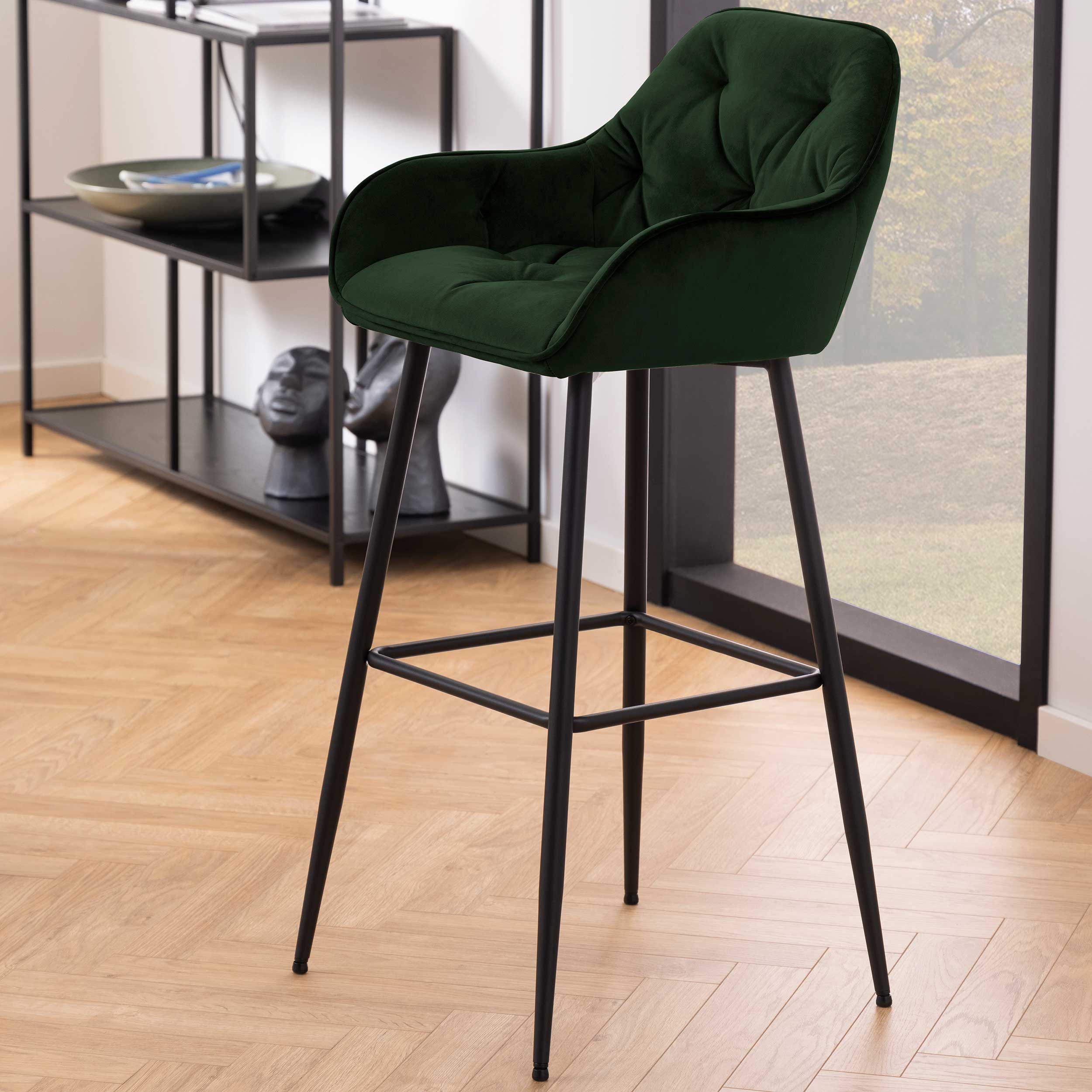 Chaise de bar Bridget - vert/noir
