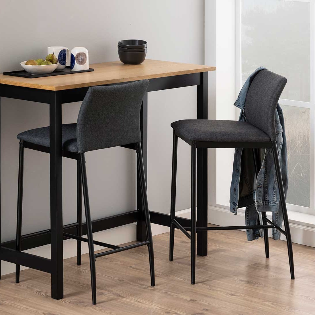 Chaise de bar Darren - gris/noir
