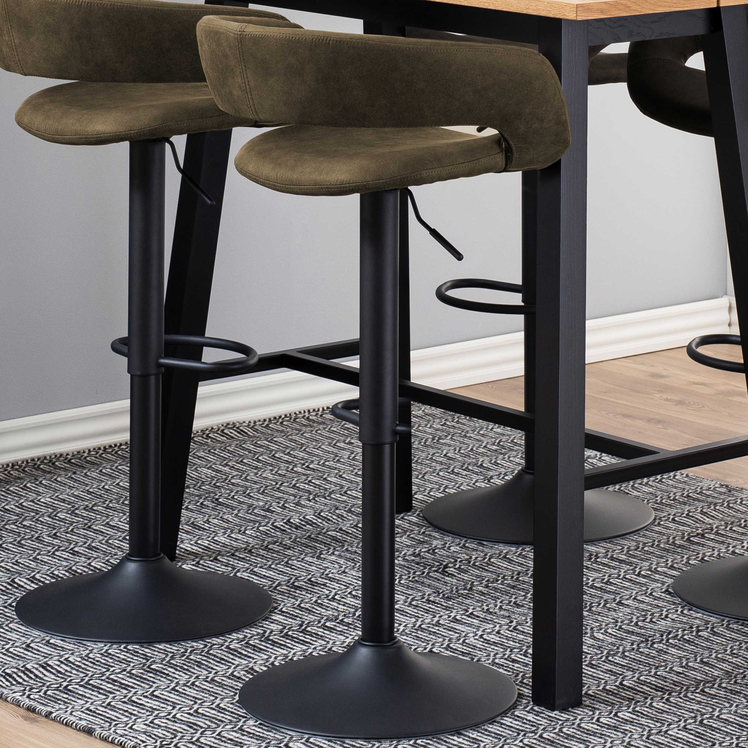 Chaise de bar Dusty - vert olive/noir