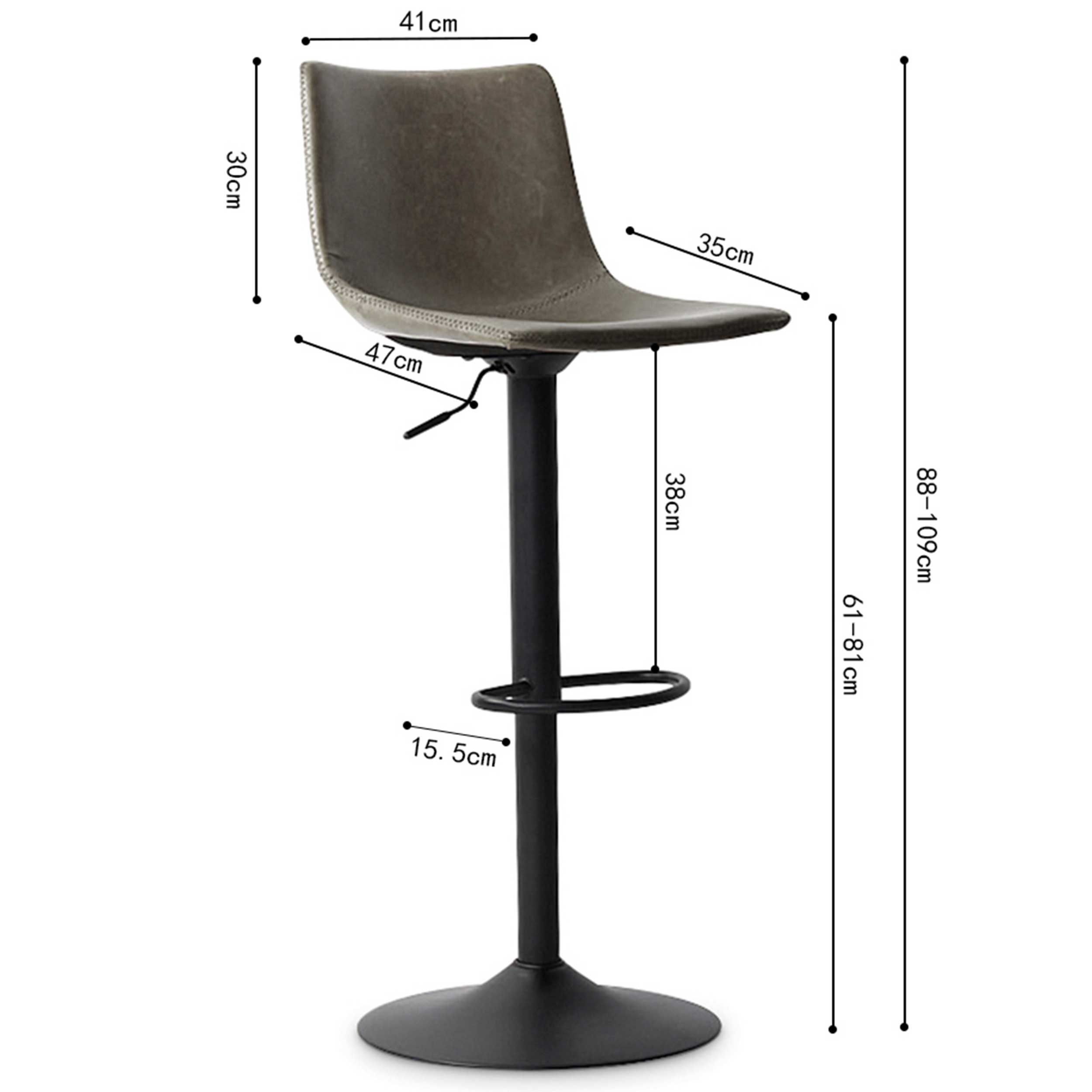 Chaise de bar réglable Fontana - gris - Image 3