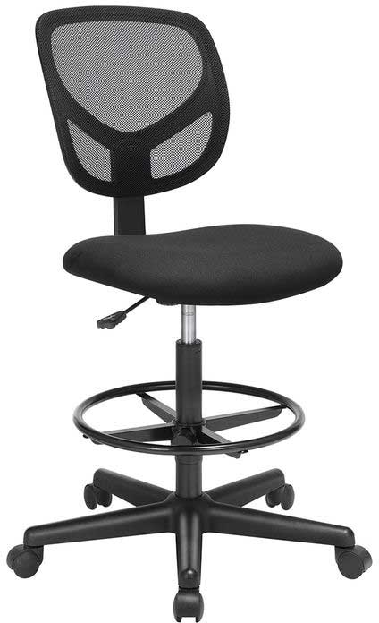 Chaise de bureau haute avec repose-pieds circulaire Ines - noir - Image 4