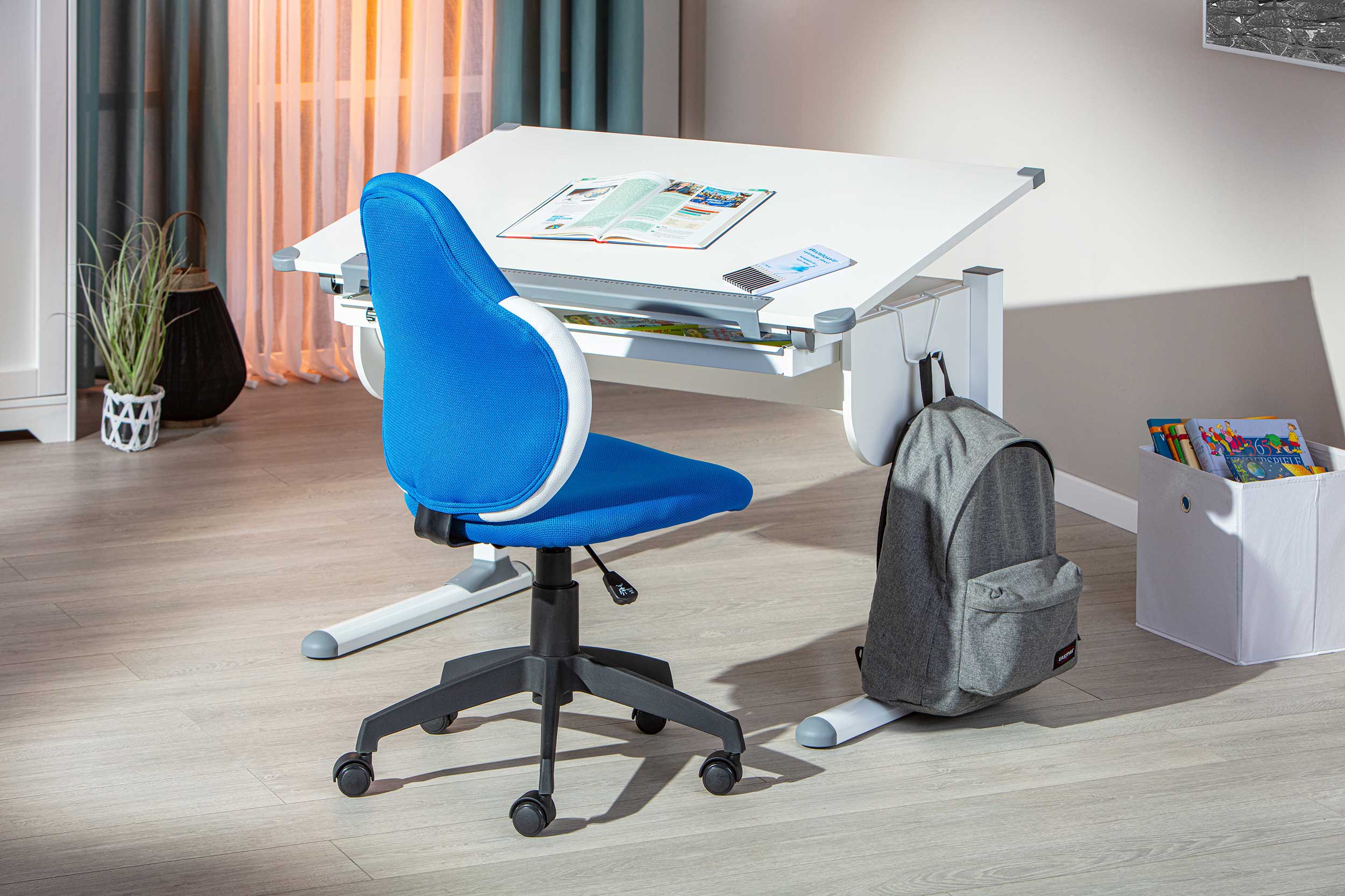 Chaise de bureau Jessie - bleu/ blanc - Image 2