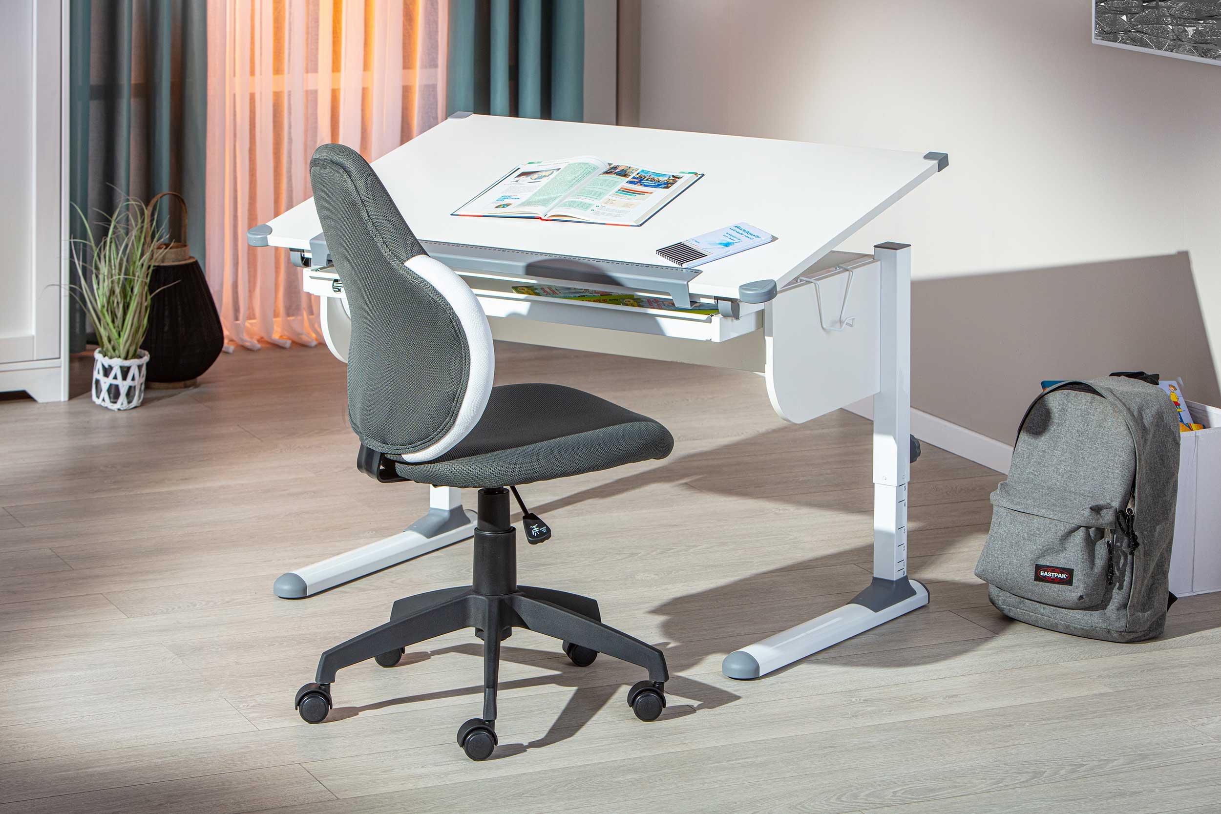 Chaise de bureau Jessie - gris/blanc - Image 2