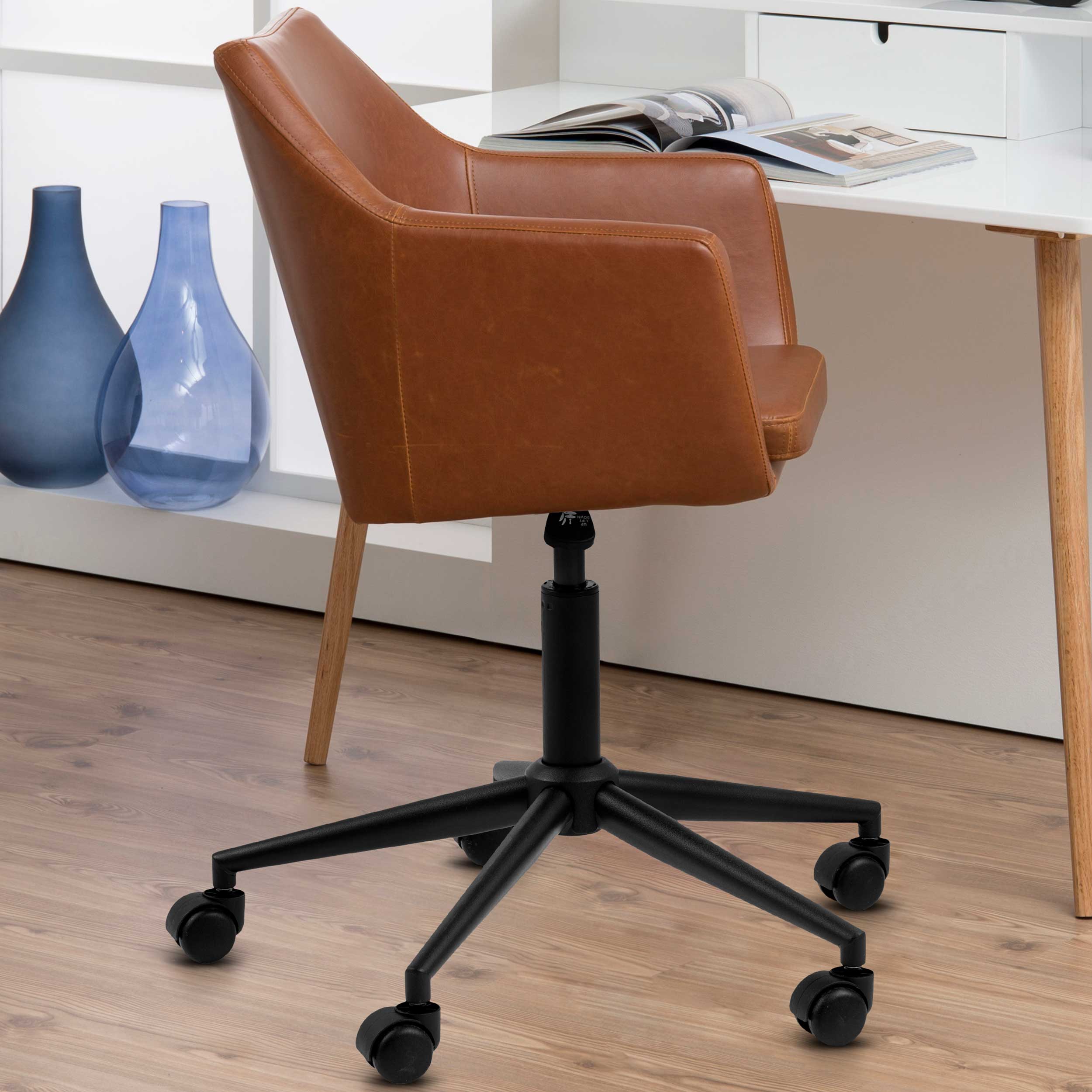 Chaise de bureau Novan similicuir - brun