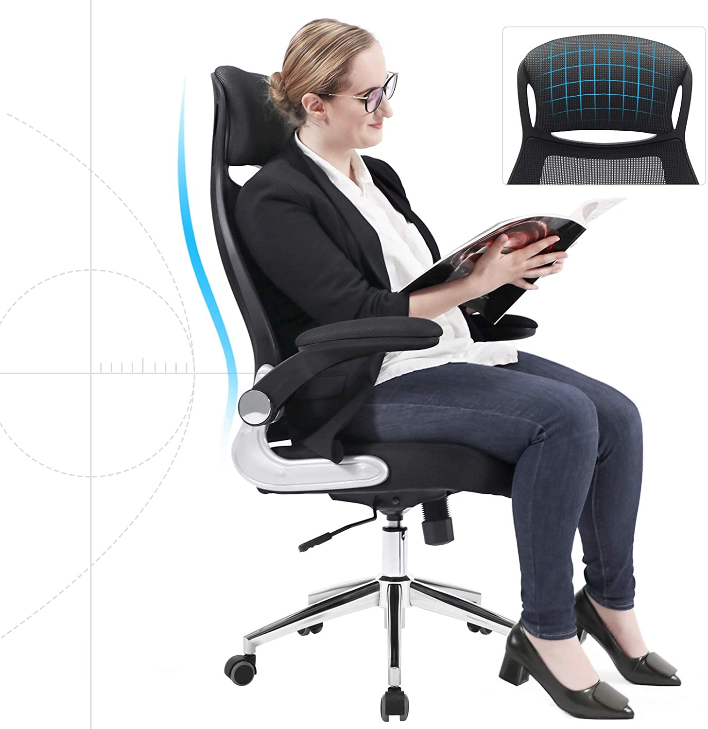 Chaise de bureau Xavi - noir - Image 6