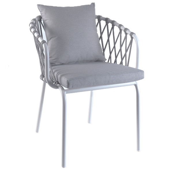 Chaise de jardin Edna aluminium et olefin - blanc/gris - Image 1