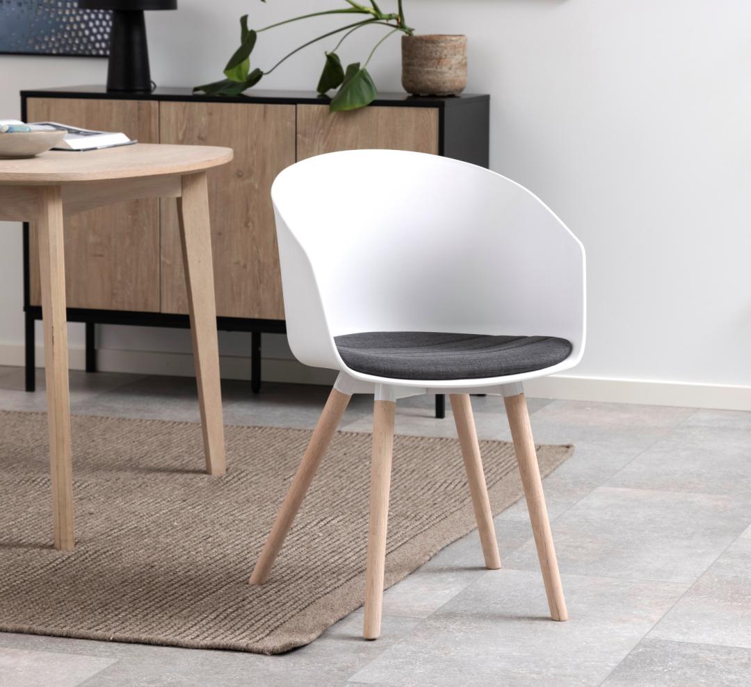 Chaise de salle à manger Anouck - blanc/chêne - Image 3