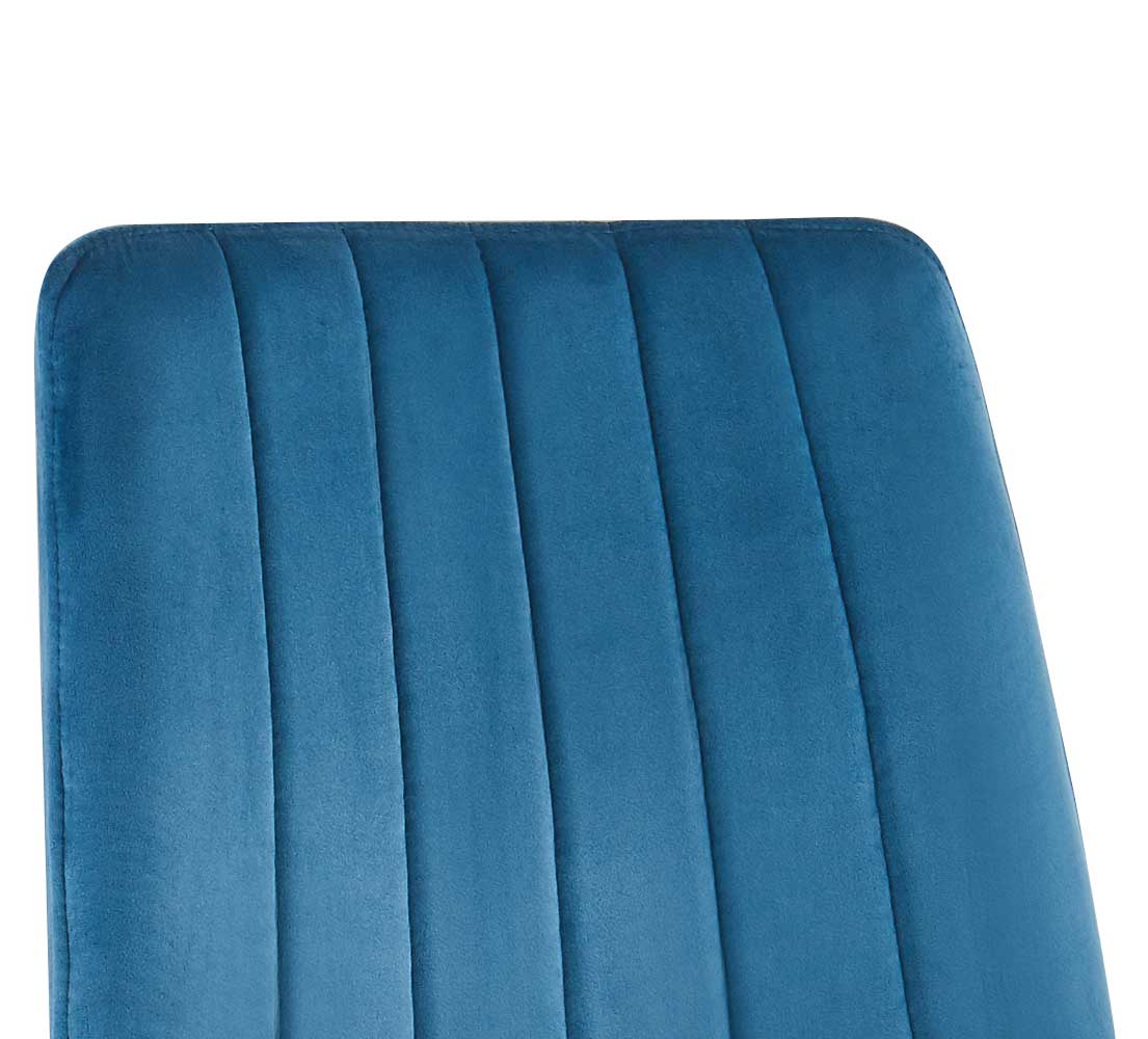 Chaise de salle à manger en velours Willie - bleu/noir - Image 3