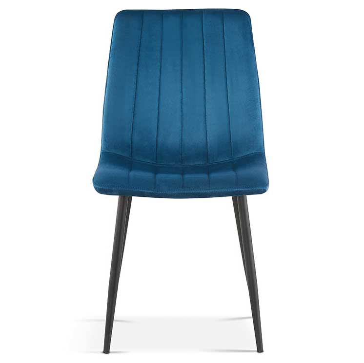 Chaise de salle à manger en velours Willie - bleu/noir - Image 7