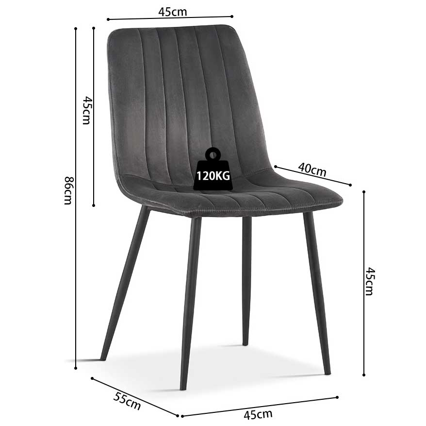 Chaise de salle à manger en velours Willie - gris/noir - Image 6