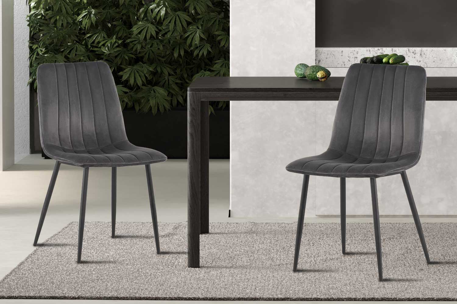 Chaise de salle à manger en velours Willie - gris/noir - Image 9