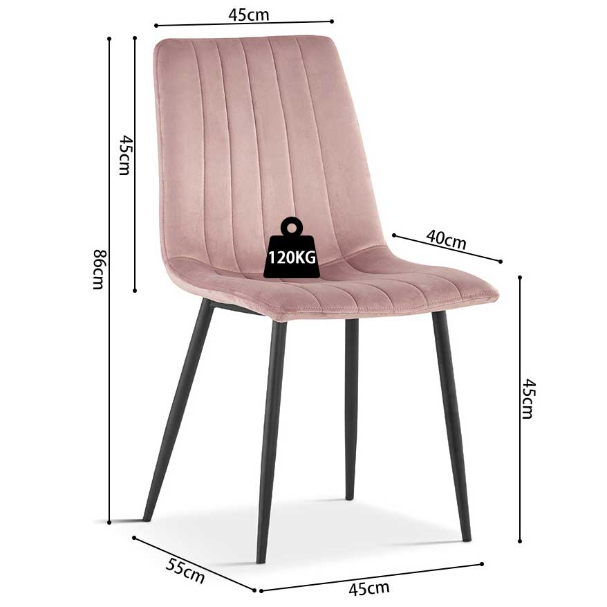 Chaise de salle à manger en velours Willie - rose/noir - Image 6