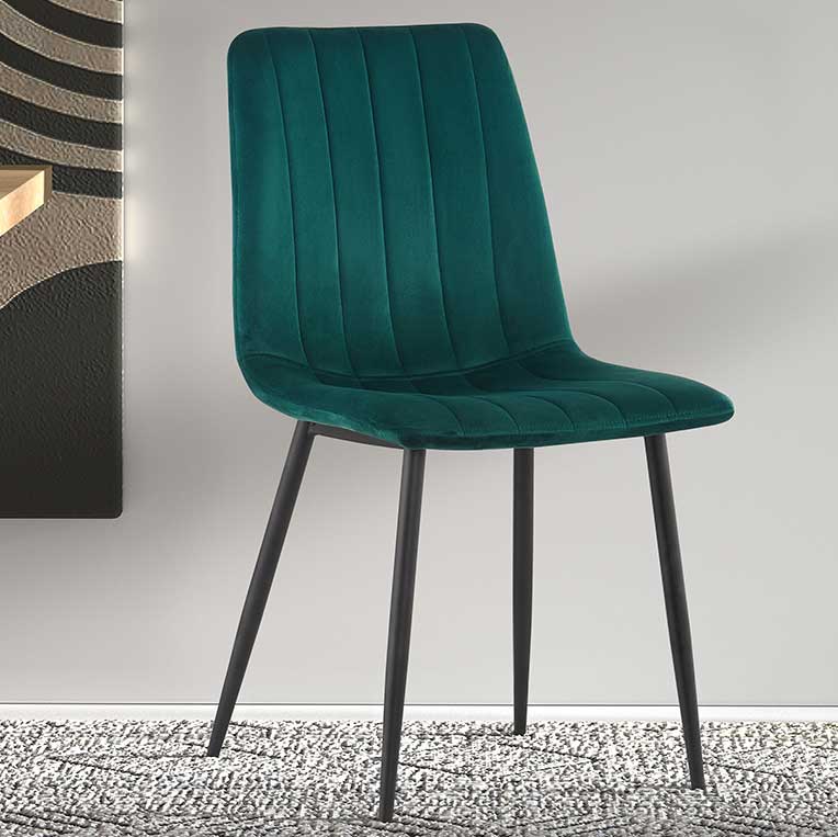 Chaise de salle à manger en velours Willie - vert/noir - Image 1