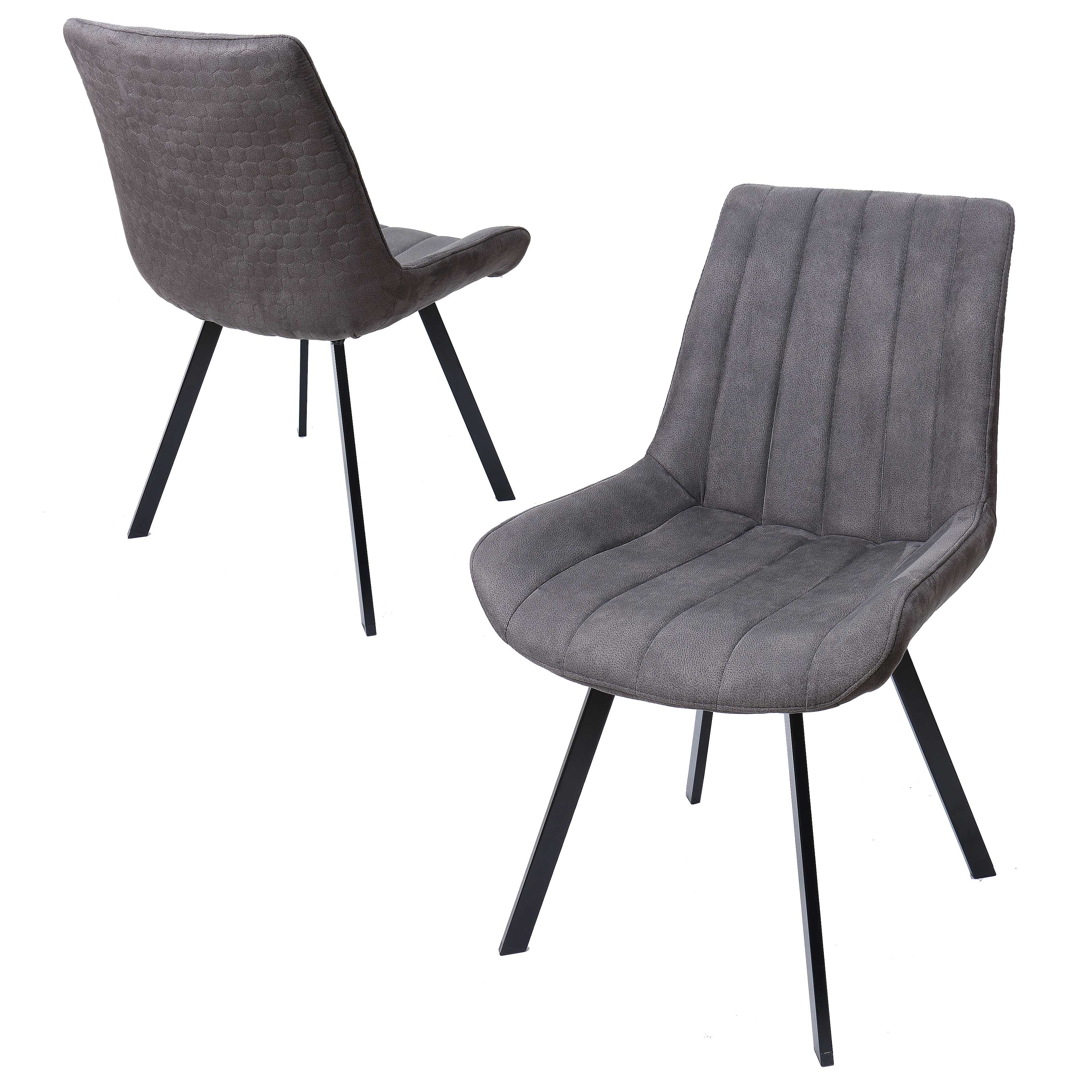 Chaise de salle à manger Phebe avec coutures - gris - Image 3