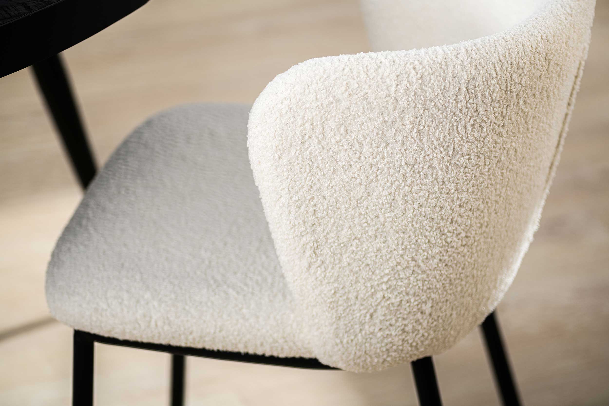 Chaise de salle à manger Sinan tissu teddy - naturel - Image 7