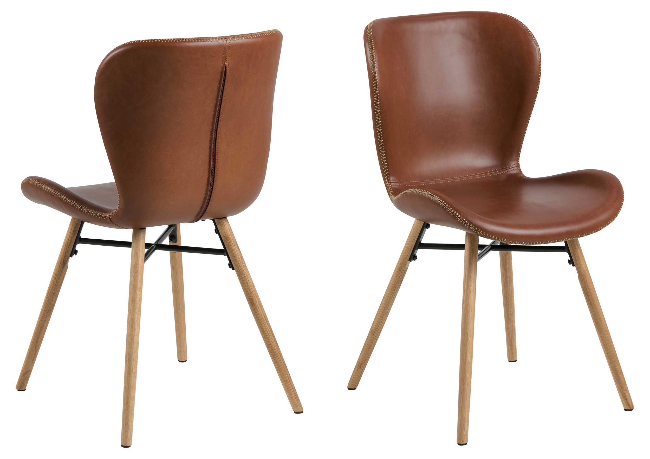 Chaise en similicuir Tilda avec pieds obliques - cognac/chêne - Image 2