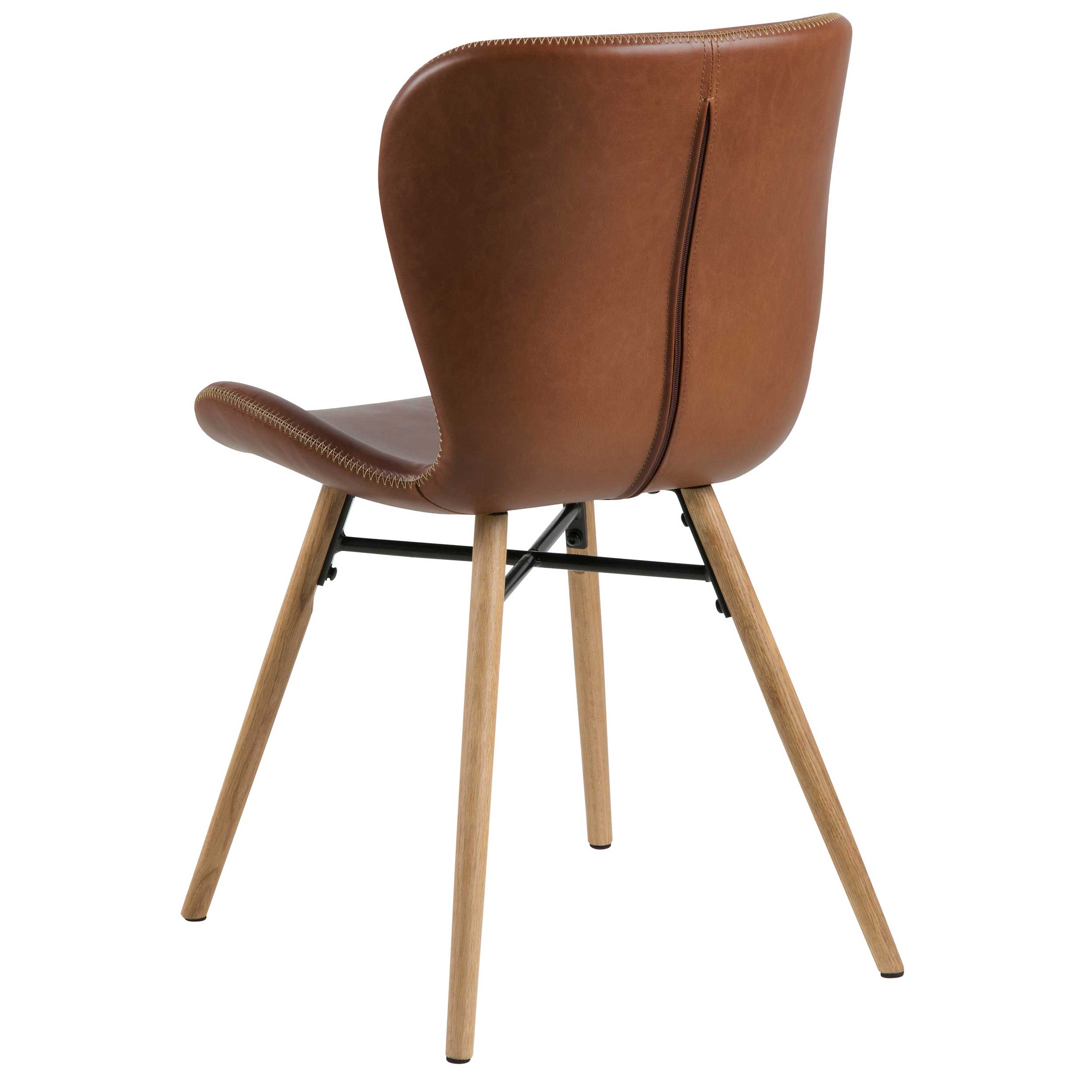 Chaise en similicuir Tilda avec pieds obliques - cognac/chêne - Image 4