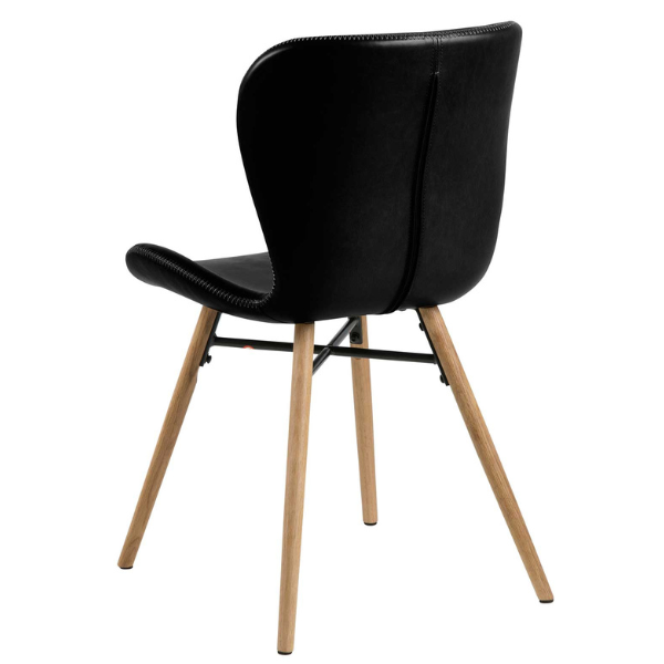 Chaise en similicuir Tilda avec pieds obliques - noir/chêne - Image 4