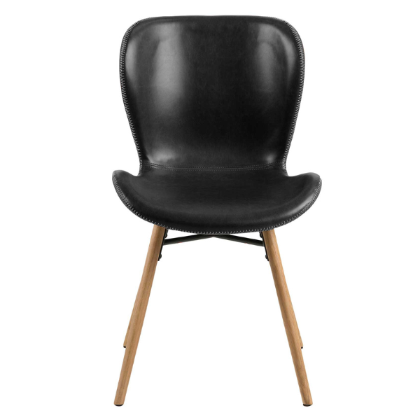 Chaise en similicuir Tilda avec pieds obliques - noir/chêne - Image 5