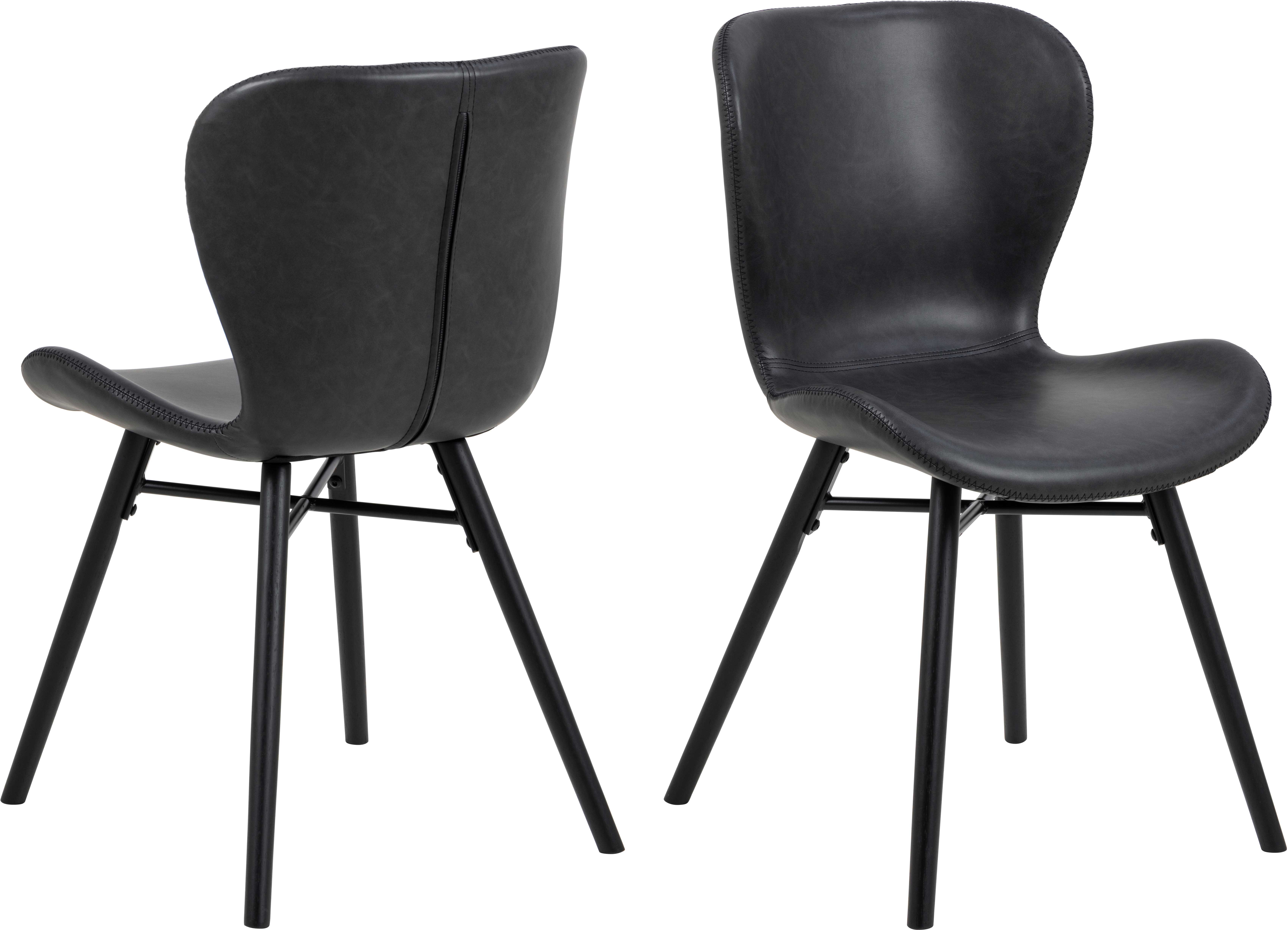 Chaise en similicuir Tilda avec pieds obliques - noir - Image 3