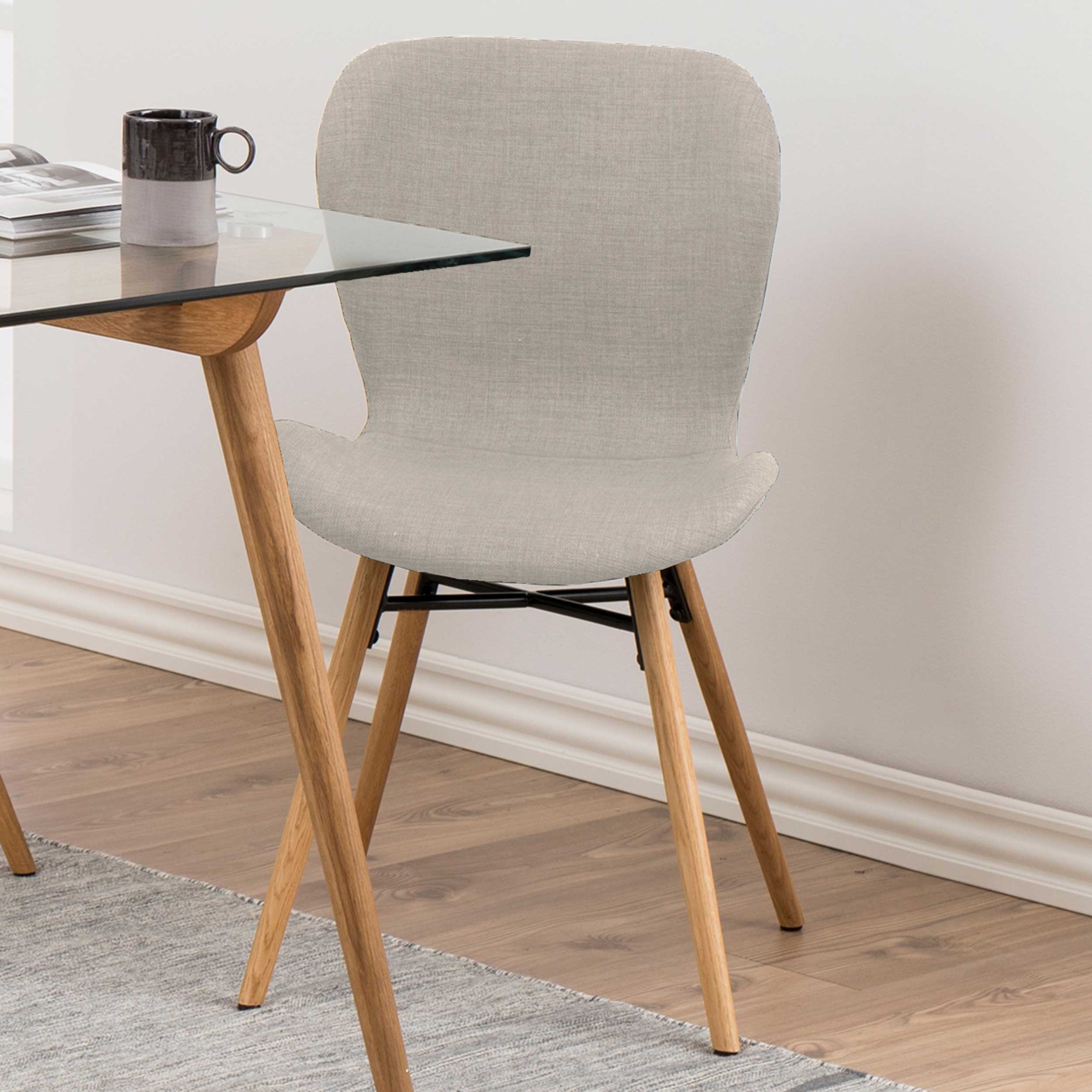 Chaise en tissu Tilda avec pieds obliques - sable/chêne - Image 1