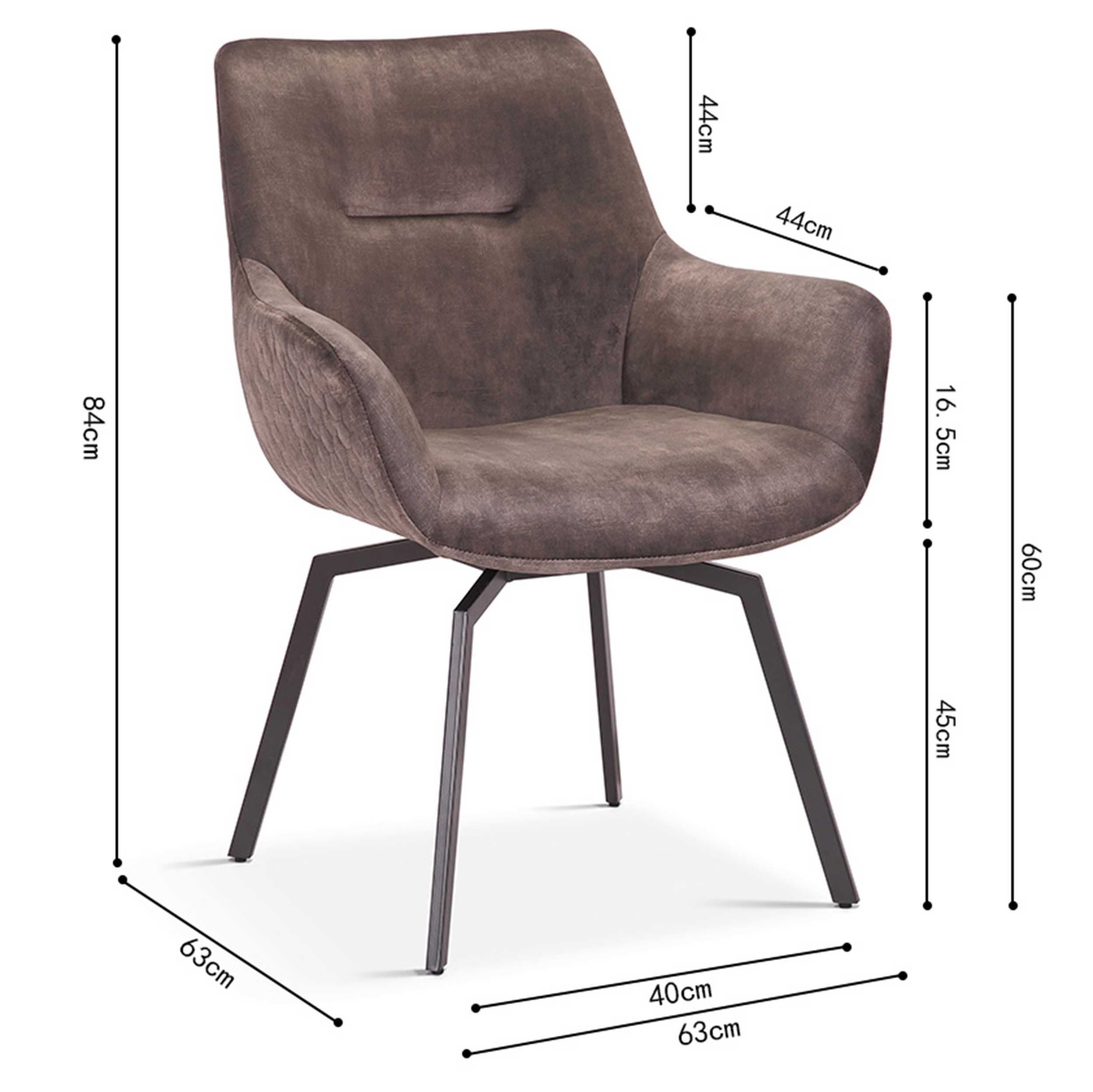 Chaise pivotante Modesta velours côtelé - taupe - Image 2