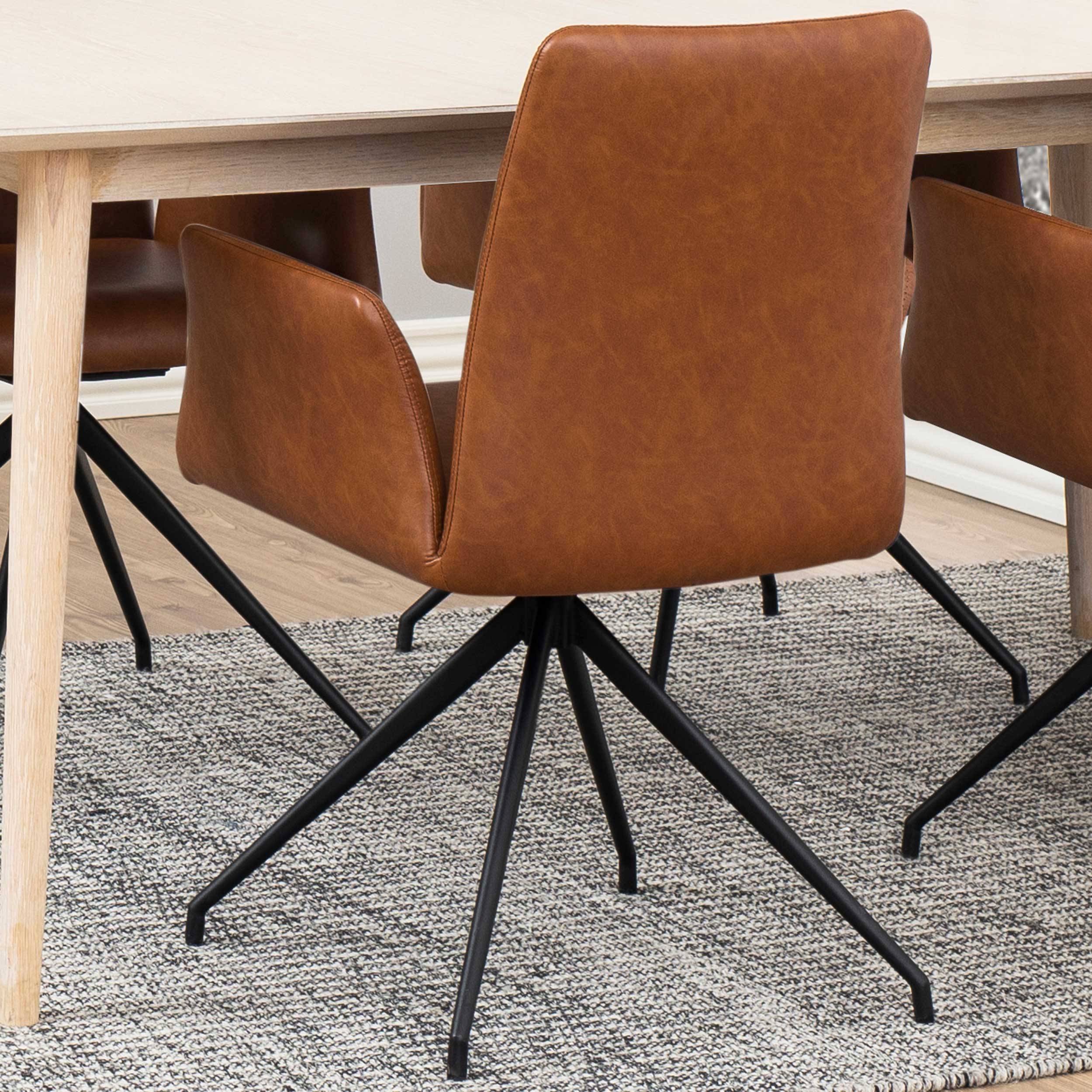 Chaise pivotante Robert - cognac/noir