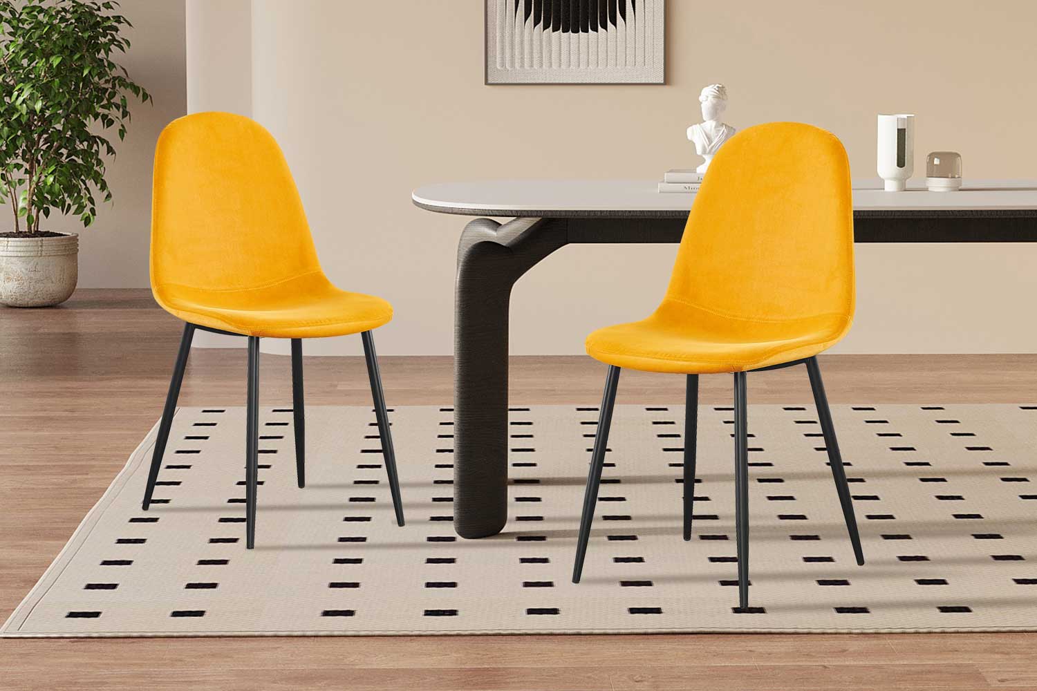 Chaise Valeska velours - jaune - Image 6