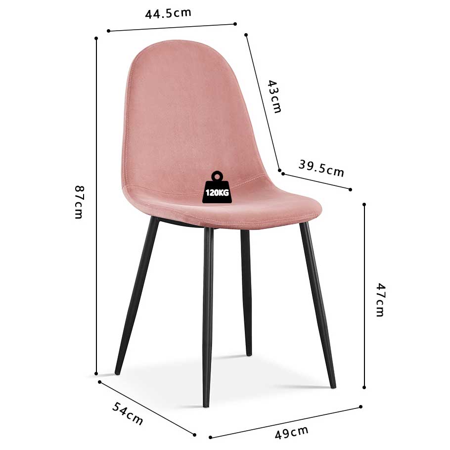 Chaise Valeska velours - rose - Image 3