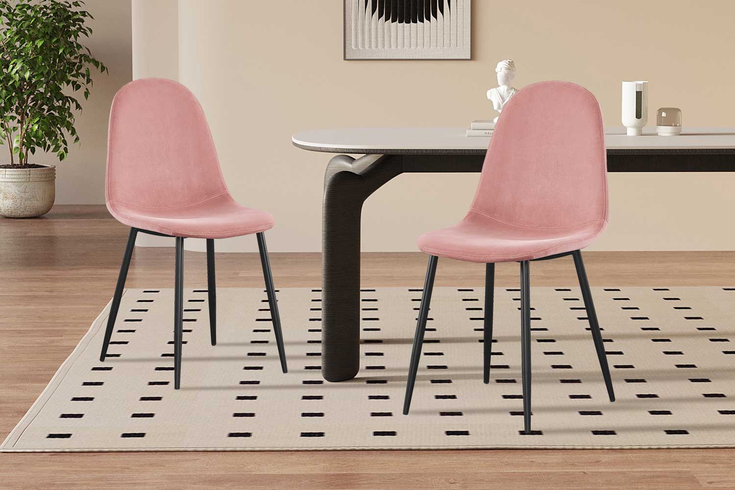 Chaise Valeska velours - rose - Image 6