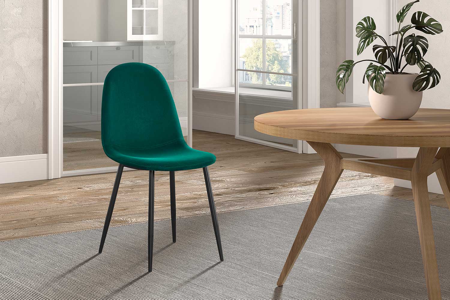 Chaise Valeska velours - vert - Image 5