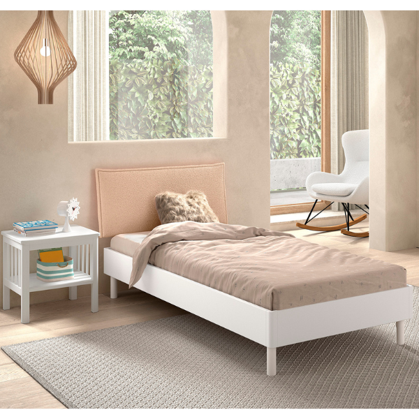 Chambre d'enfant Forrest: chevet, lit 90x200 - bois de hêtre blanc