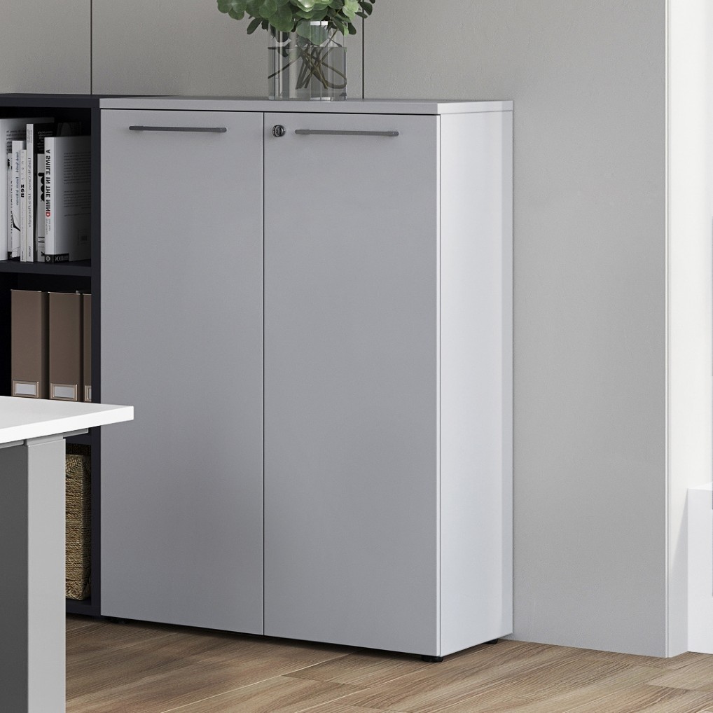 Classeur bas Osmond 80cm à 2 portes - gris clair