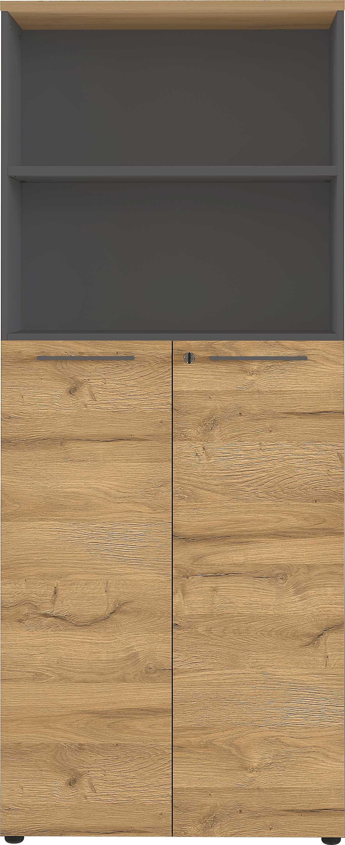 Classeur Osmond 80cm à 2 portes & 2 niches - chêne/graphite - Image 3