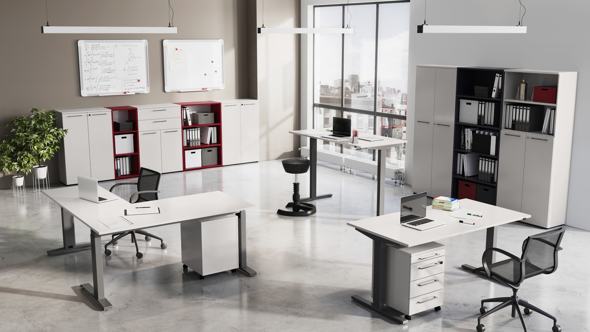 Classeur Osmond 80cm à 2 portes & 2 niches - gris clair - Image 2