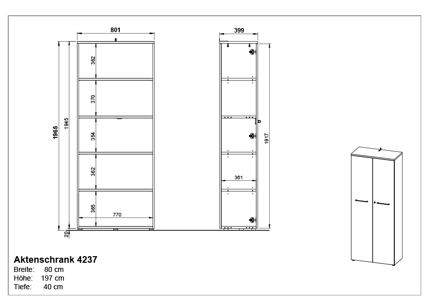 Classeur Osmond 80cm à 2 portes - chêne/graphite - Image 9