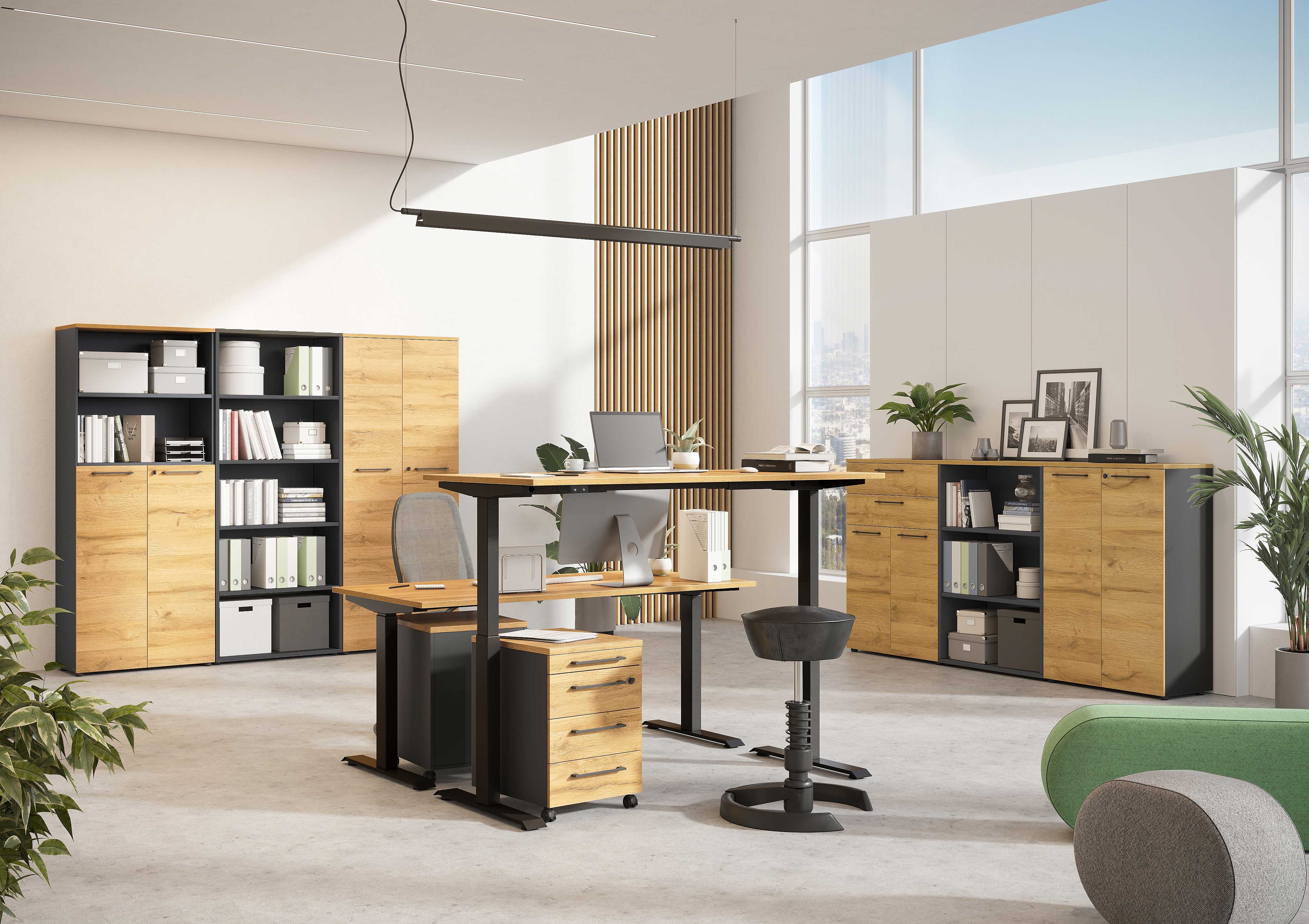 Classeur Osmond 80cm à 2 portes - chêne/graphite - Image 6